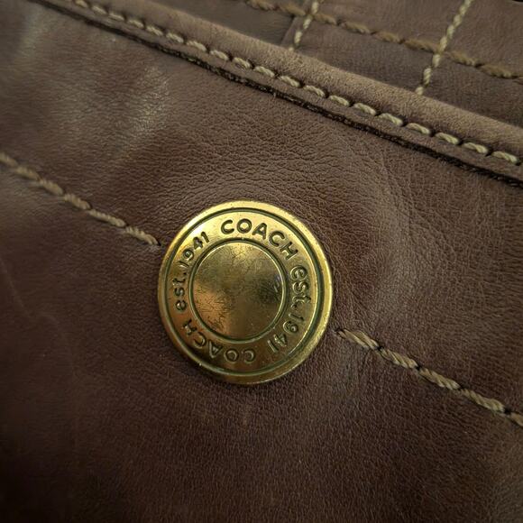 COACH Zip Top ERGO Hobo Shoulder Bag Dark Brown Patent Leather Authentic Dustbag - Picture 5 of 7